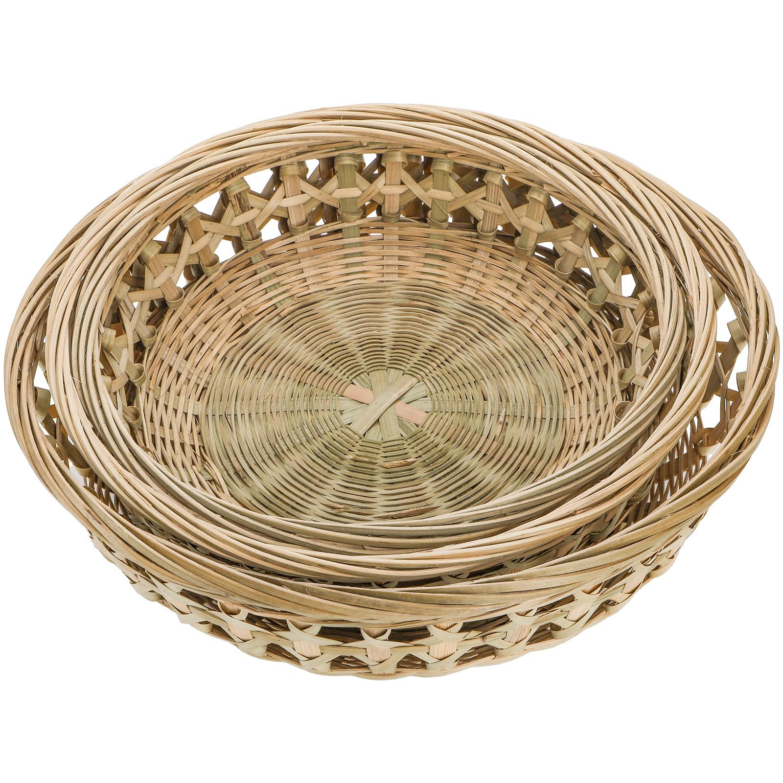 ZENFUN Lot de 3 paniers à pain ronds en osier, plateaux de service en bambou, paniers tissés à la main pour servir, panier à fruits tissé, panier de service en rotin pour salle à manger quotidienne,