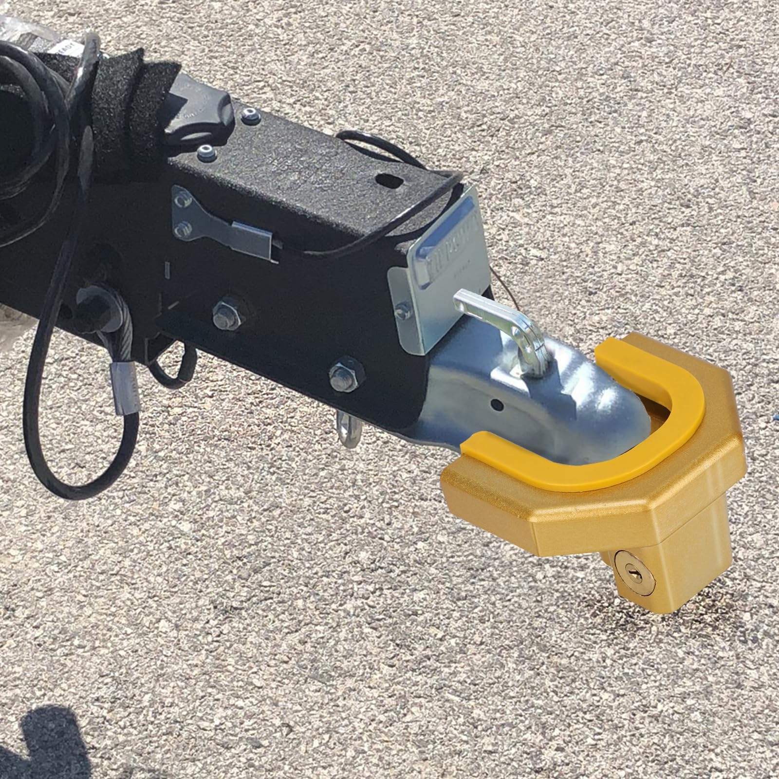SWAWIS Zamek do przyczepy, zabezpieczenie przed kradzieżą, cokół ze stopu aluminium, ochrona przed kradzieżą, akcesoria do przyczepy, zamek dyszlowy, z 2 kluczami