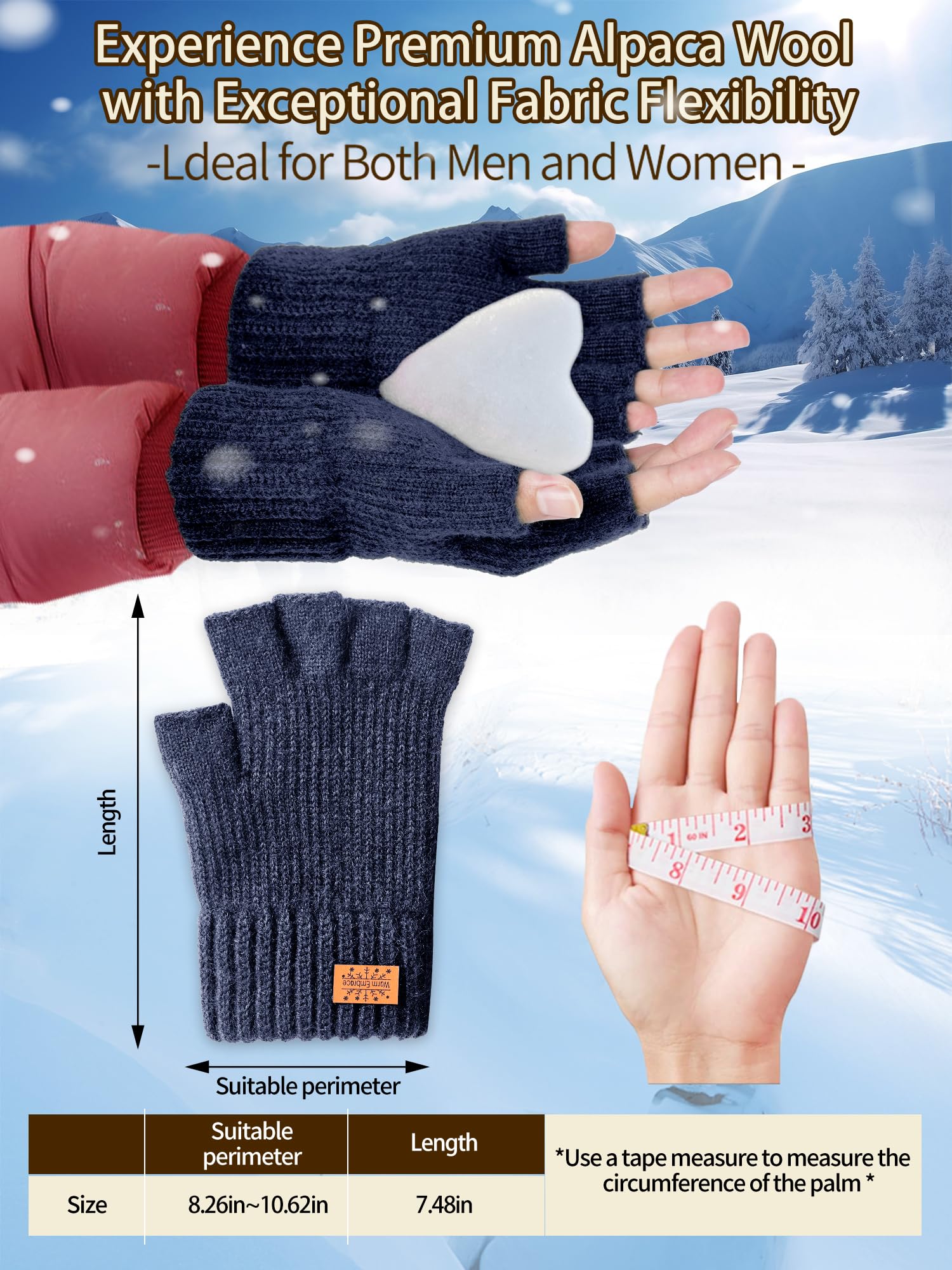JYUYNY Guanti senza dita - Guanti Mezze Dita Invernali,Guanti Termici Caldi Guanti Senza Dita Fingerless Gloves Guanti in Maglia Unisex per Uomini e Donne