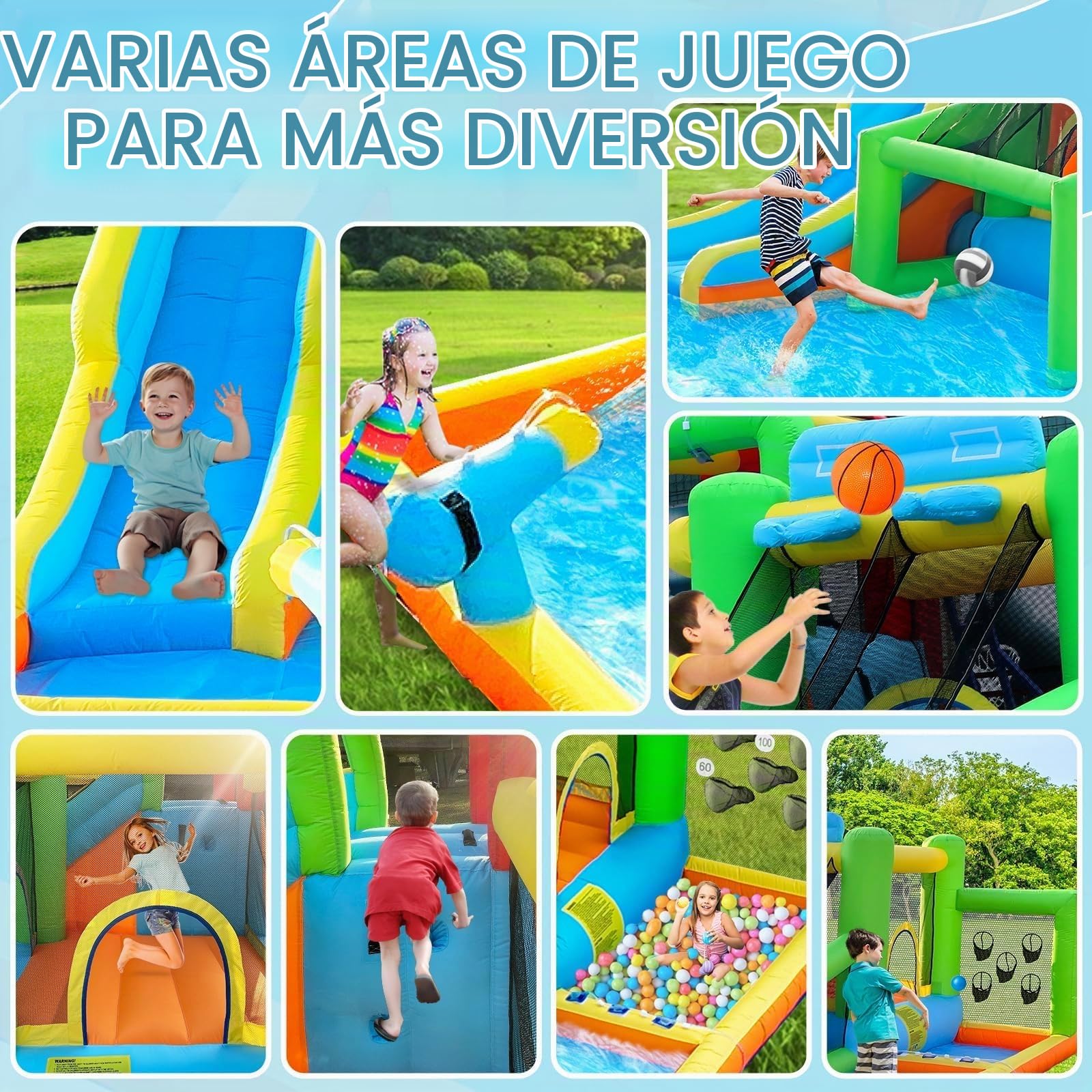 Castillo Hinchable con Soplador, para 4 Niños/140KG, 425 x 355 x 215 cm