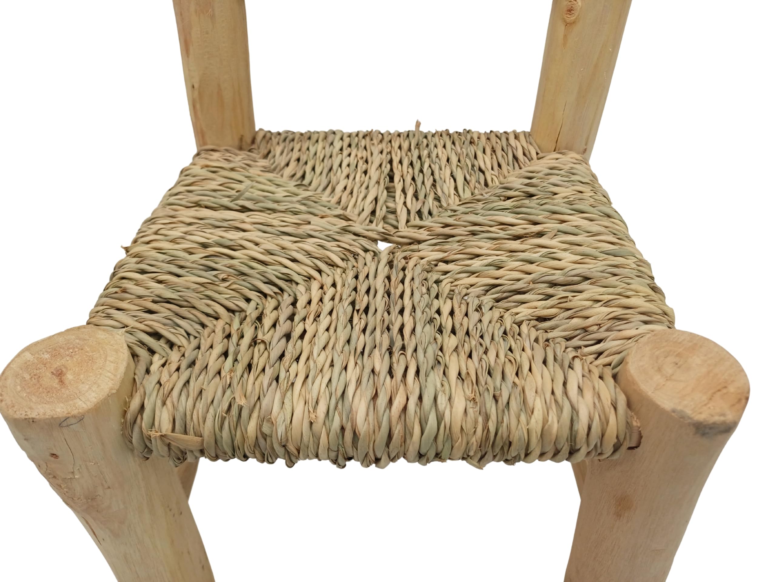 Silla Infantil de Madera Natural con Asiento Tejido en Cuerda, Diseño Artesanal, 44x22x22 cm