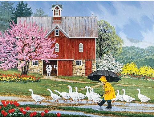 Bits and Pieces - Rompecabezas de 300 piezas para adultos - Rompecabezas de 300 piezas grandes de Puddle Jumpers por el artista John Sloane - 18 x