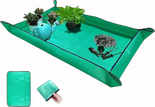 Vista 40 de BIUWING Tapete plegable para trasplante de plantas de interior, 2 piezas, tela de trabajo de jardín, impermeable, gruesa, para jardinería