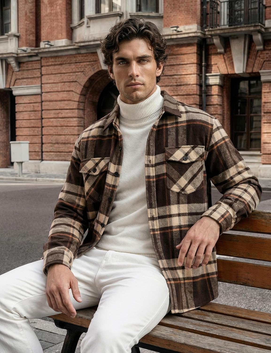 MAGNIVIT Flannel Shirt for Men Brushed Cotton Plaid Shirt Jacket Spring Fall Casual Long Sleeve Button Down Shacket 2 Pockets - Image 4