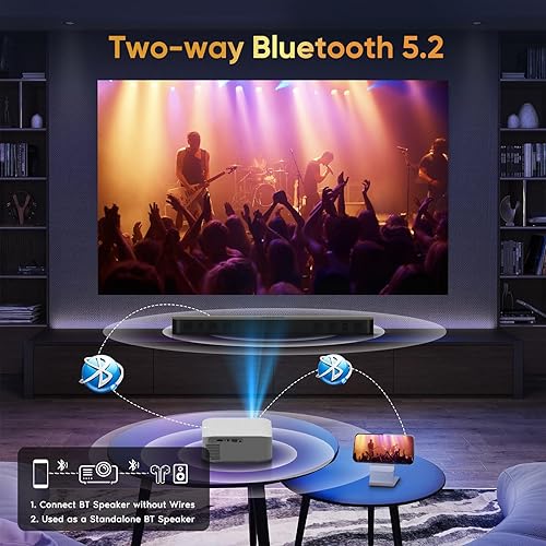 Miniatura 7 de Aplicaciones integradas Mini proyector inteligente de corto alcance 4K con WiFi 6 y Bluetooth, proyector de película para exteriores Keystone