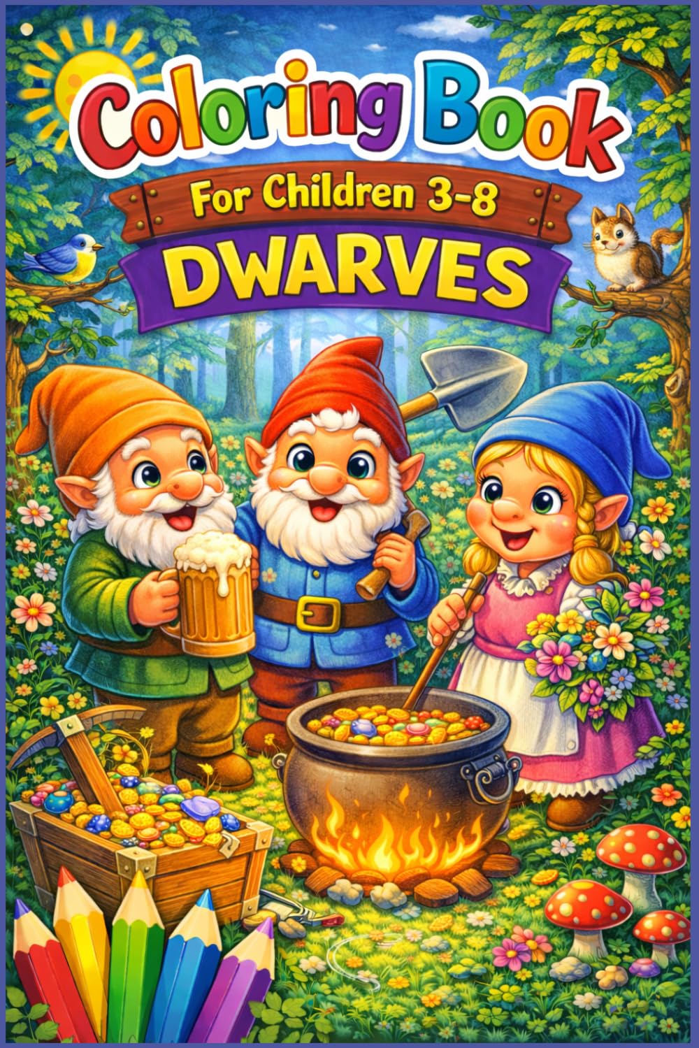 Coloring Book For Children 3-8: DWARVES: Fun and Magical Dwarf Coloring Pages for Kids Ages 3–8 | Easy, Cute and Creative Fantasy Adventures