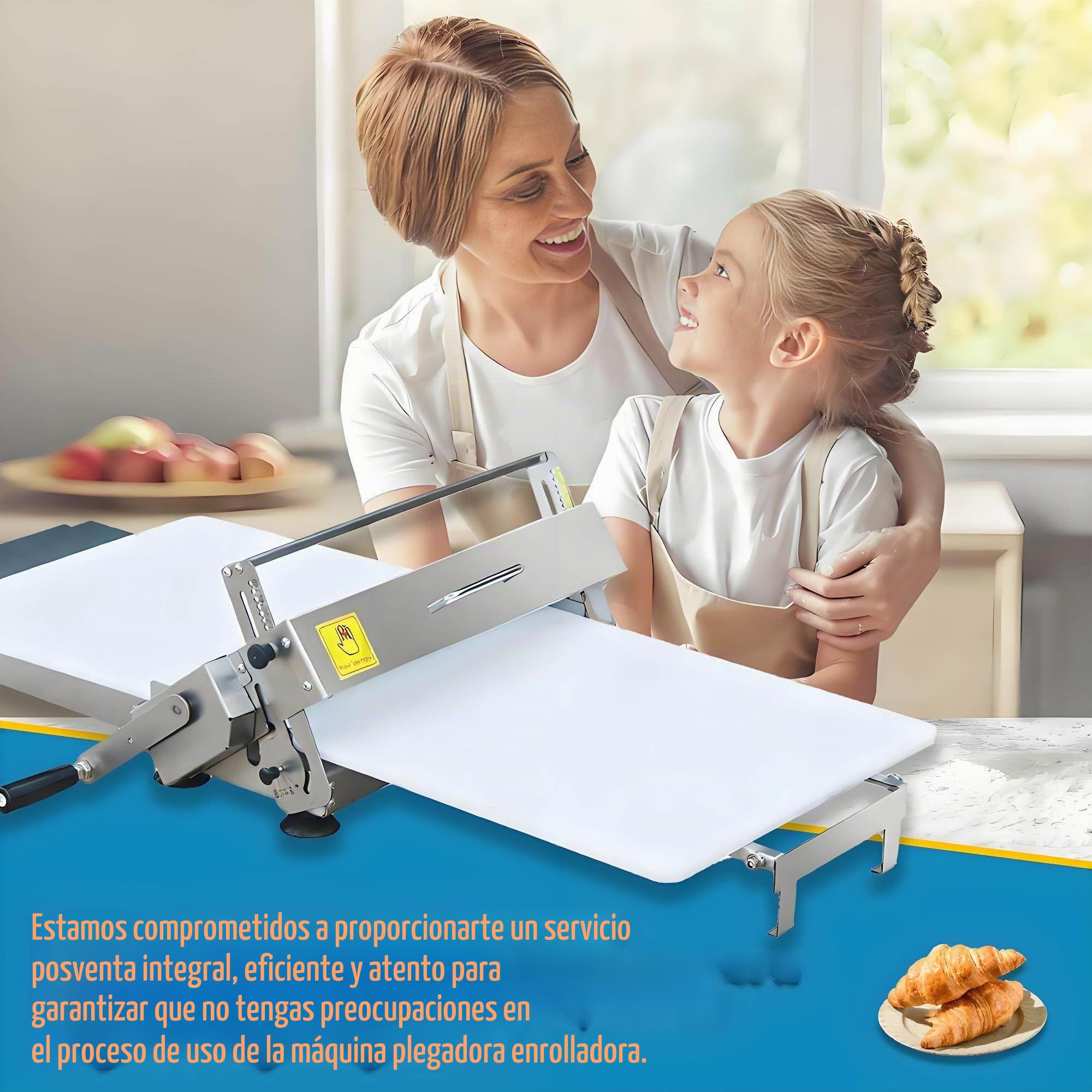 Rodillo de masa de grosor ajustable, máquina laminadora plegable con tabla de laminado. Máquina manual para fondant de sobremesa, ideal para hacer masa de hojaldre. Model300