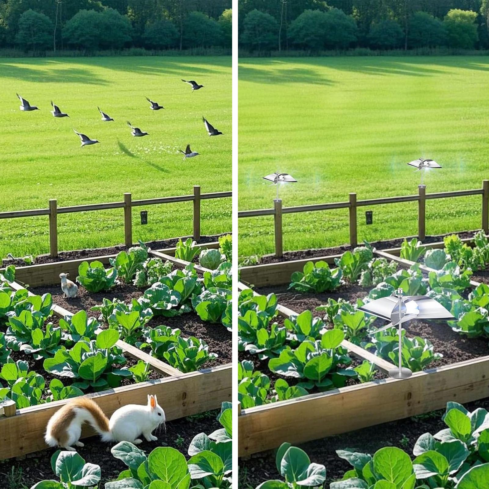 Dispositivo anti-spavento riflettente alimentato dal wind Deterrente multifunzionale per uccelli rotanti in acciaio inossidabile per cortili di giardini all'aperto