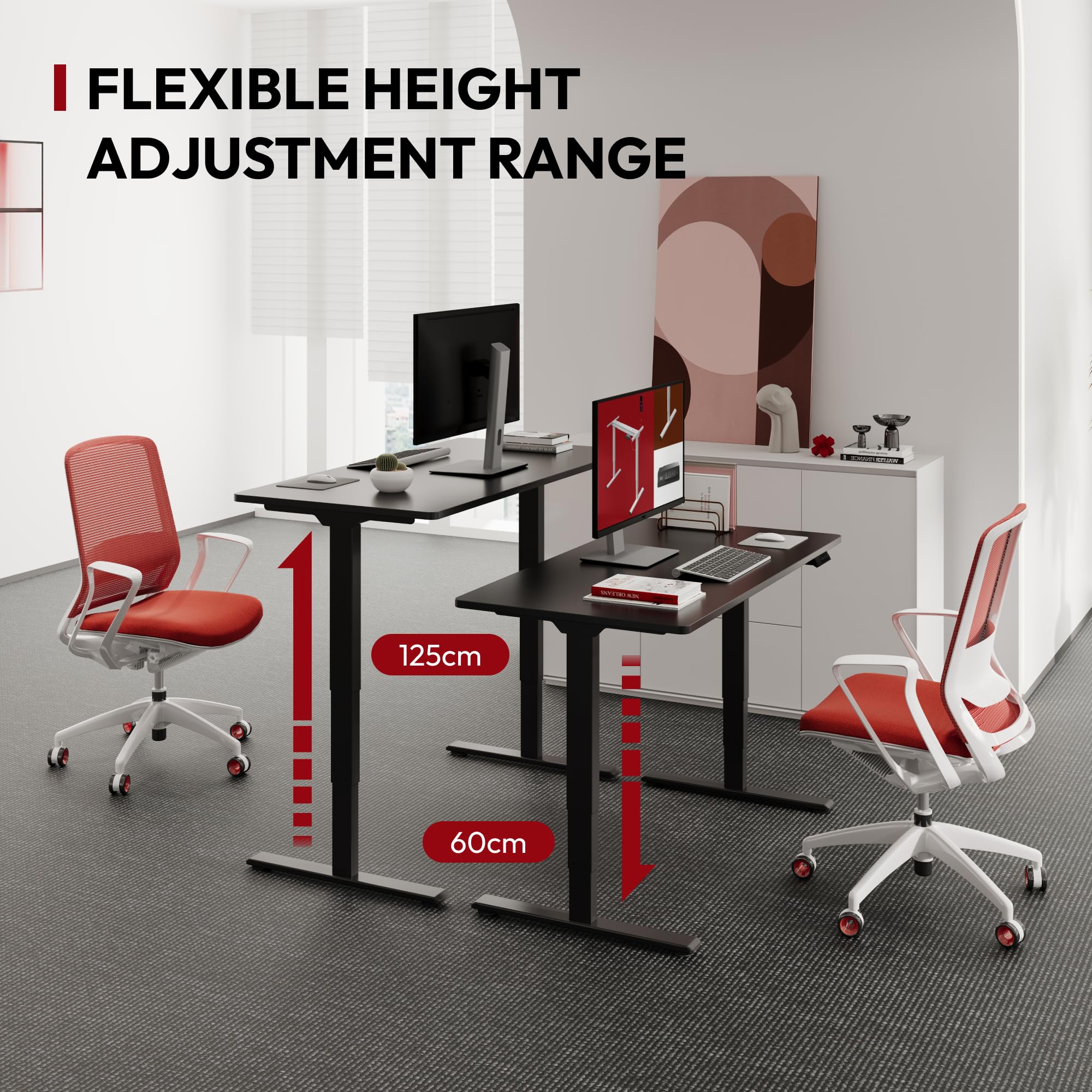 SANODESK Höhenverstellbarer Schreibtisch komplette Tischplatte Schreibtisch Höhenverstellbar Elektrisch Ergonomischer mit Flüsterleisem Dual-Motor 160x80cm