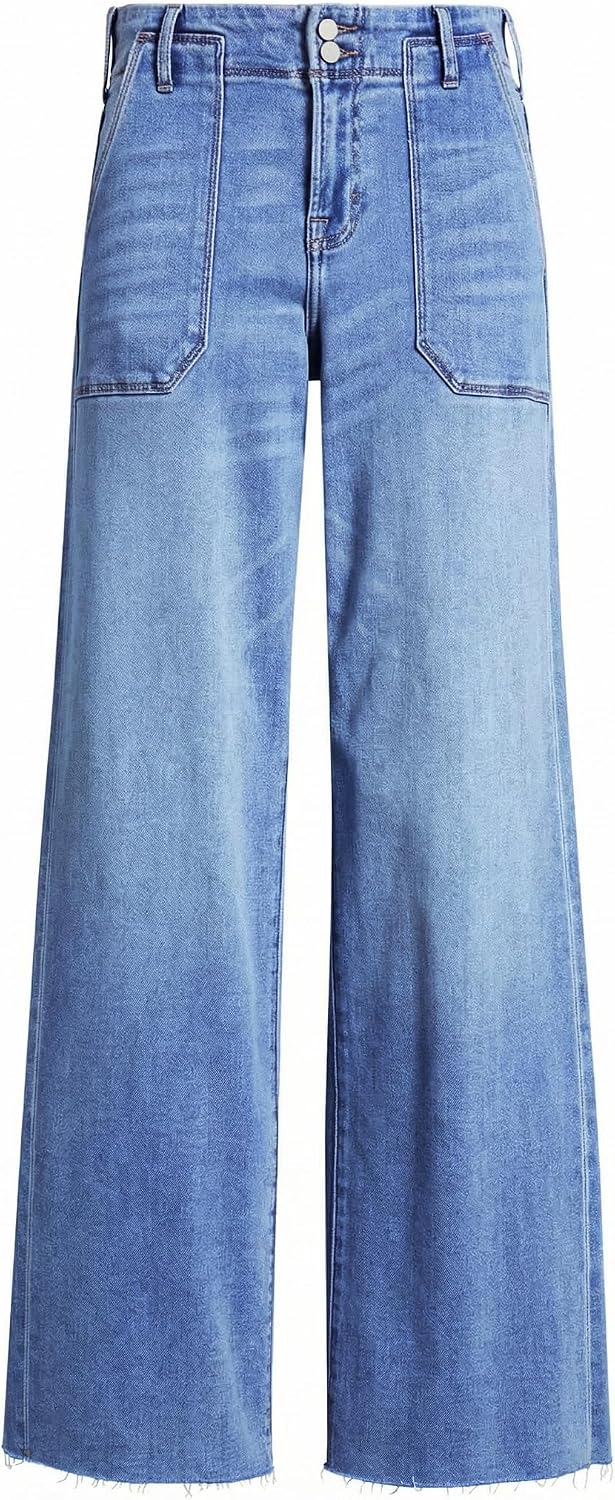 EMMIOL Womens Jeans Straight Leg,Mid-High Rise Baggy Denim Pants,Boyfriend Wide Leg,Loose Fit with Pocket,Runs Small; Size Up