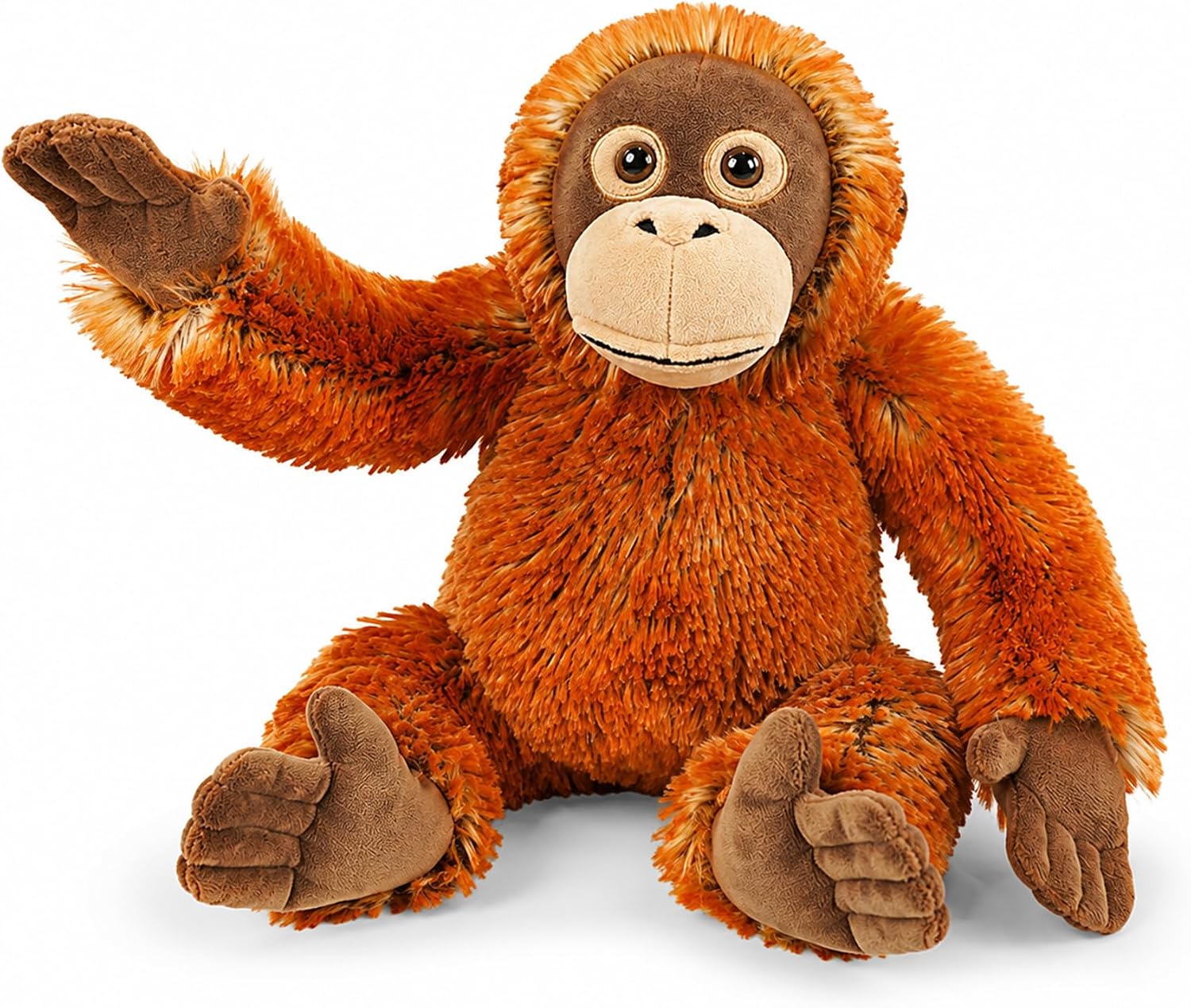 Realistic Sitting Orangutan Stuffed Animal 9.6 Inch, Ultra-Soft Plush Toy with Fuzzy Red Fur for Kids Decoration Birthday Party, Jungle Safari Orangutan Gift for Kids Toddlers Boys & Girls