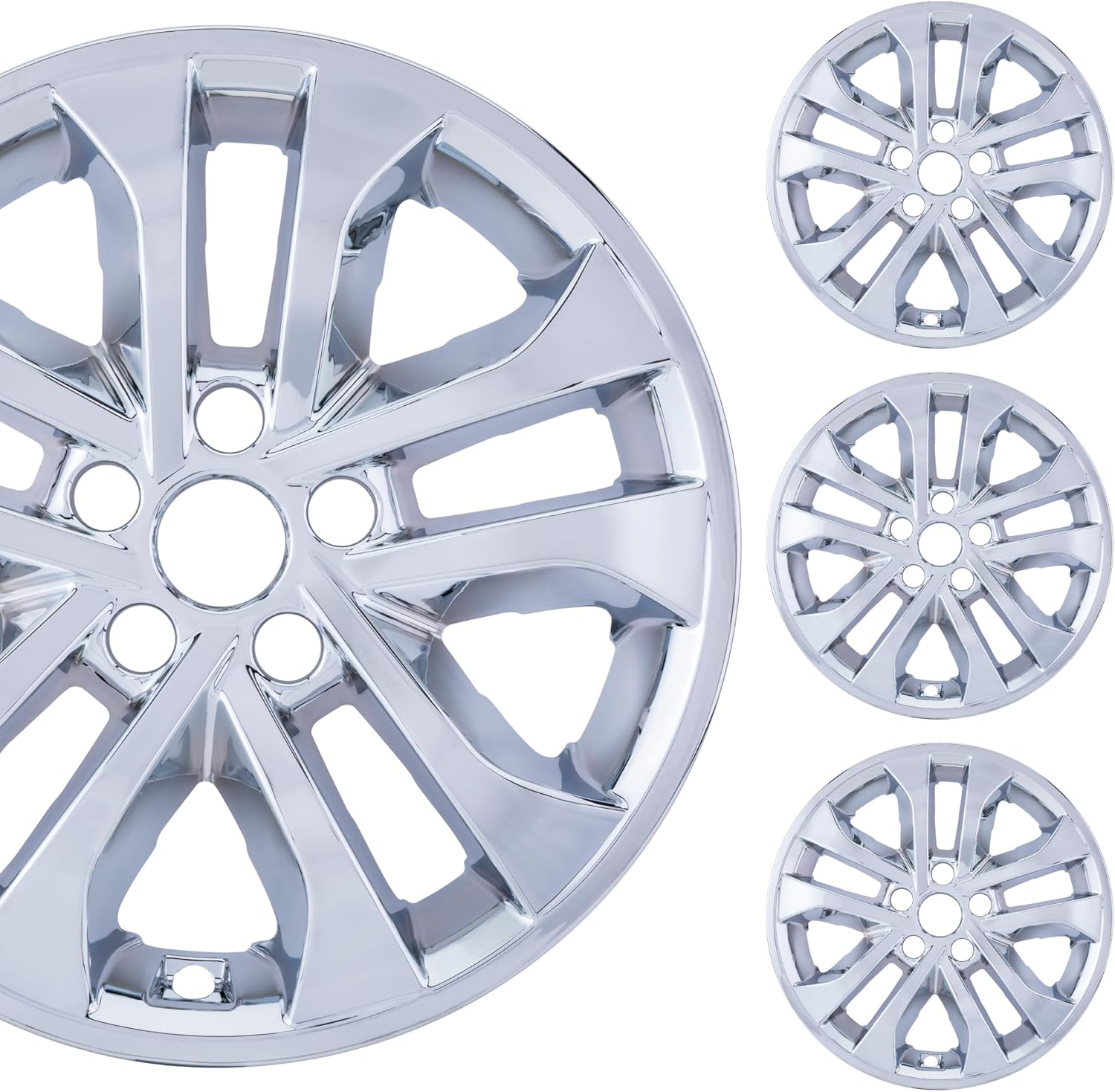 17" Chrome Wheel Skin Set Made for Hyundai Sante Fe (2019-2021) | Durable ABS Plastic Cover Hubcap | Fits Directly Over OEM Wheel