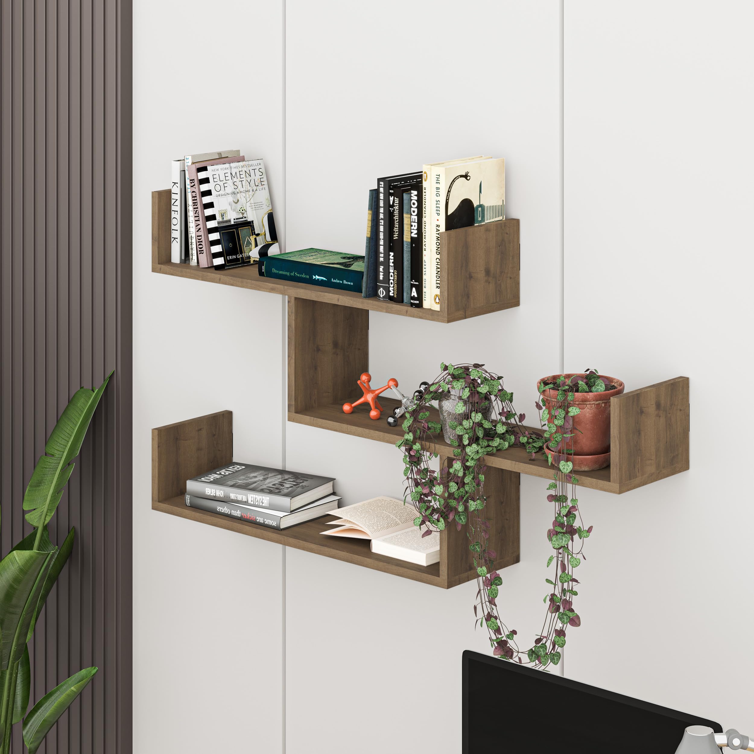 Ernie' Wandrek, decoratief, Sonoma eiken, boekenkast, hout