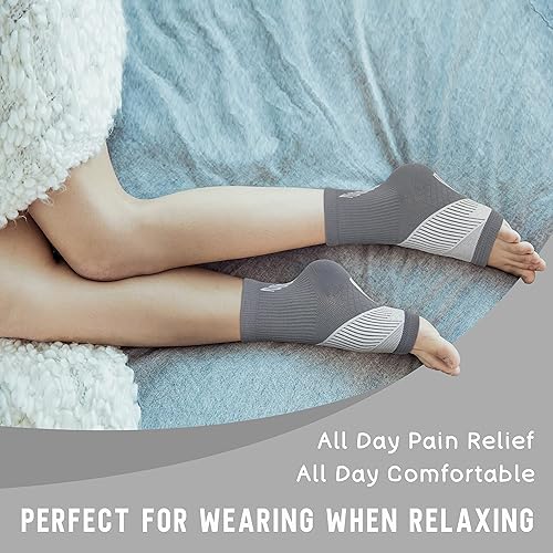 Miniatura 4 de Calcetines de compresión para mujeres y hombres con puntera abierta (3 pares), manga de compresión de tobillo con neuropatía, manga de compresión de