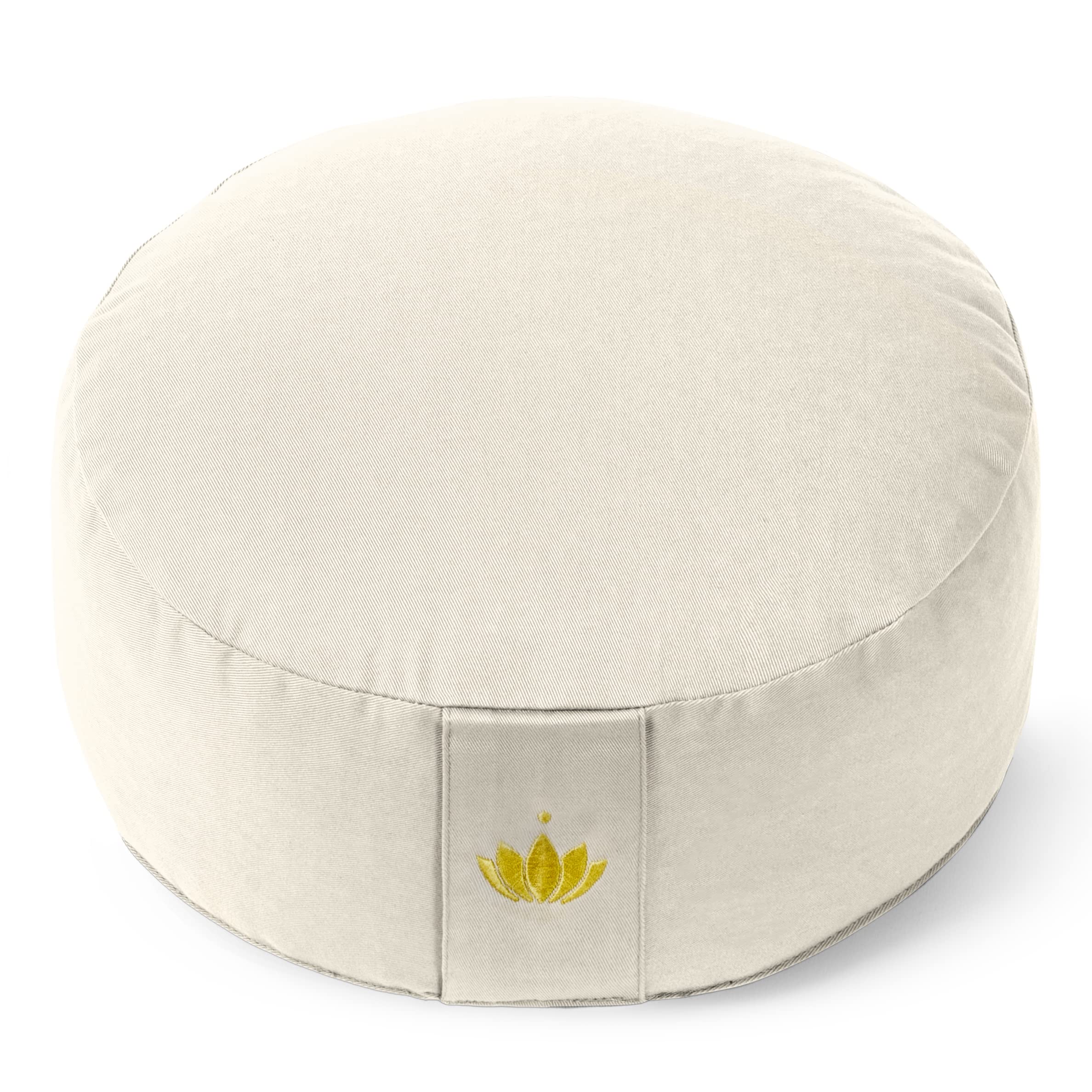 Lotuscrafts Cuscino da Meditazione, Altezza Seduta 20 cm, Modello Lotus Rotondo, Cuscino da Yoga, Cuscino Yoga, Fodera in Cotone Lavabile, Imbottitura in Farro, Certificato GOTS