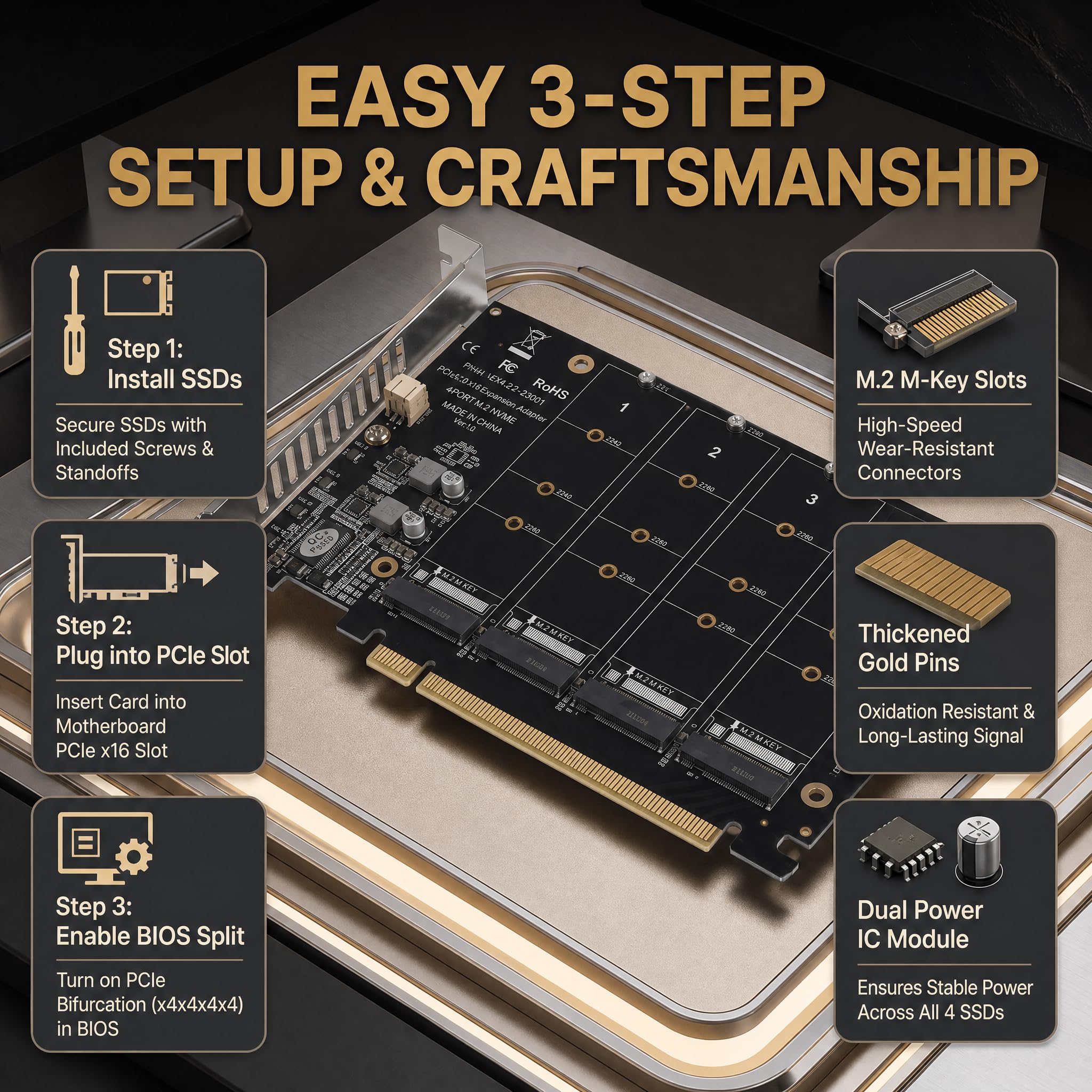 Dual M.2 PCIe Adapter - 4 SSD Expansion Card -7 Dual M.2 PCIe Adapter - 4 SSD Expansion Card -7