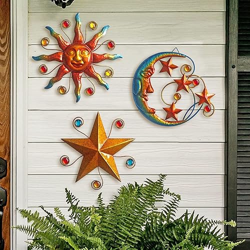 Miniatura 4 de VividLadybug Celestial Wall Decoration Sculpture, Metal Wall Sculpture, Silhouette Wall Decoration, Metal Sun Moon Star Wall Art Sculpture