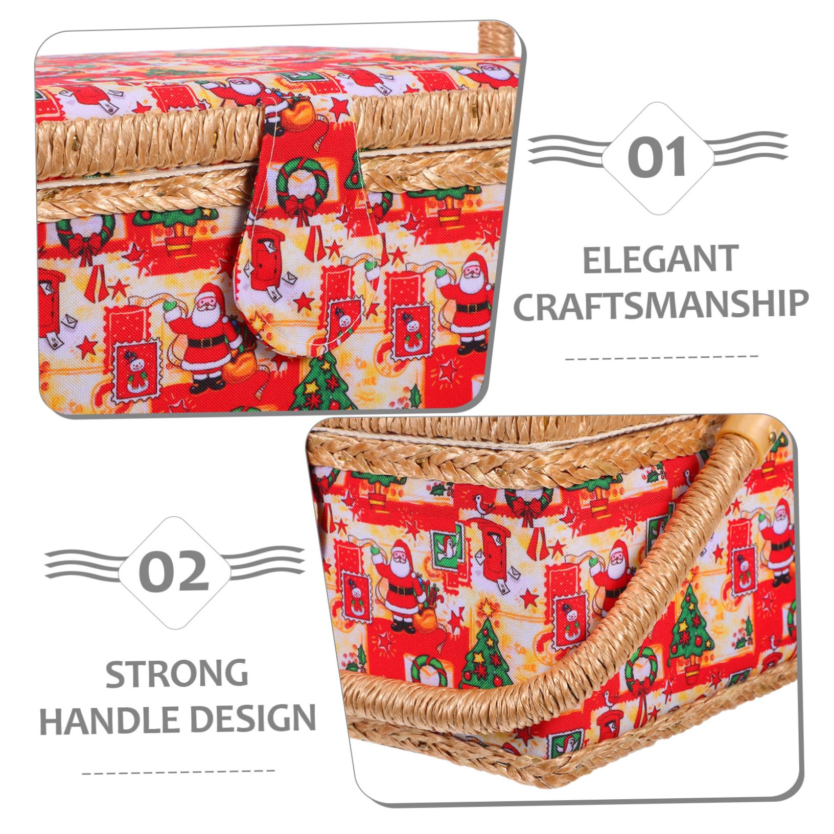 Cesta de Costura con Caja de Obsequio de Navidad Tejida para Almacenar Hilos Agujas Tijeras y Otros Accesorios de Costura Interiores para Manualidades de Temporada