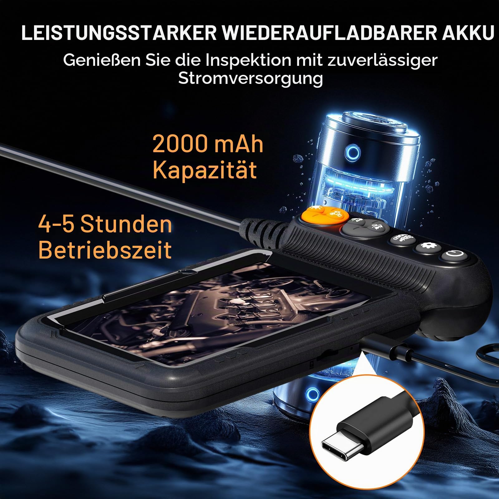 Daxiongmao Boroskop, Endoskop-Kamera mit Licht, IP67 wasserdichtes Endoskop, 1080P HD Inspektionskamera, Boroskop-Kamera mit Licht, 16.5ft Flexible Endoskop-Kamera, Gadgets für Männer