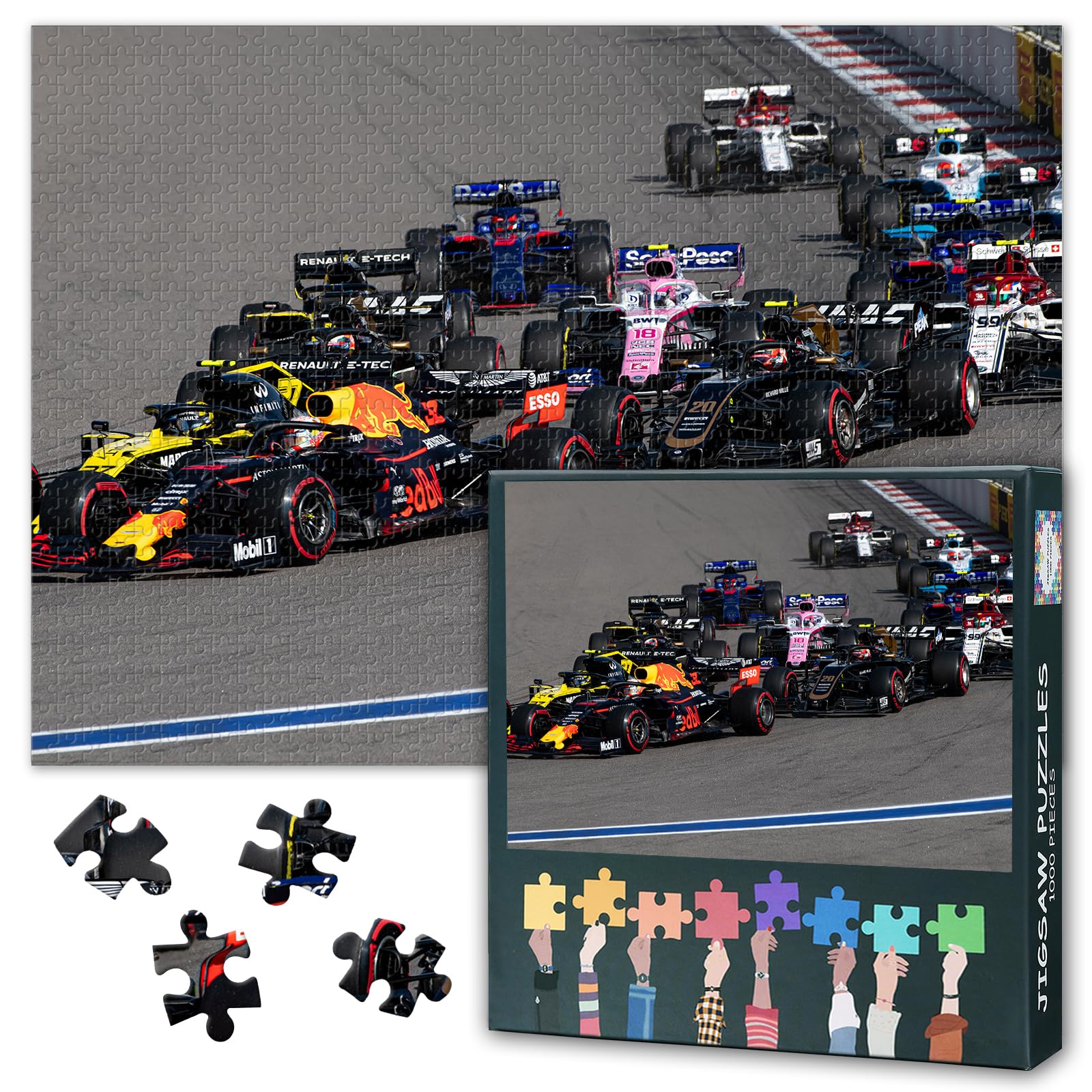 Competition Theme Puzzles Art for Adults 1000 Pieces Racing Car Jigsaw Puzzles for Family Games Home Decor Difficult Challenge Puzzle as Gifts for Boys Puzzle Lovers 27.5"X19.7"