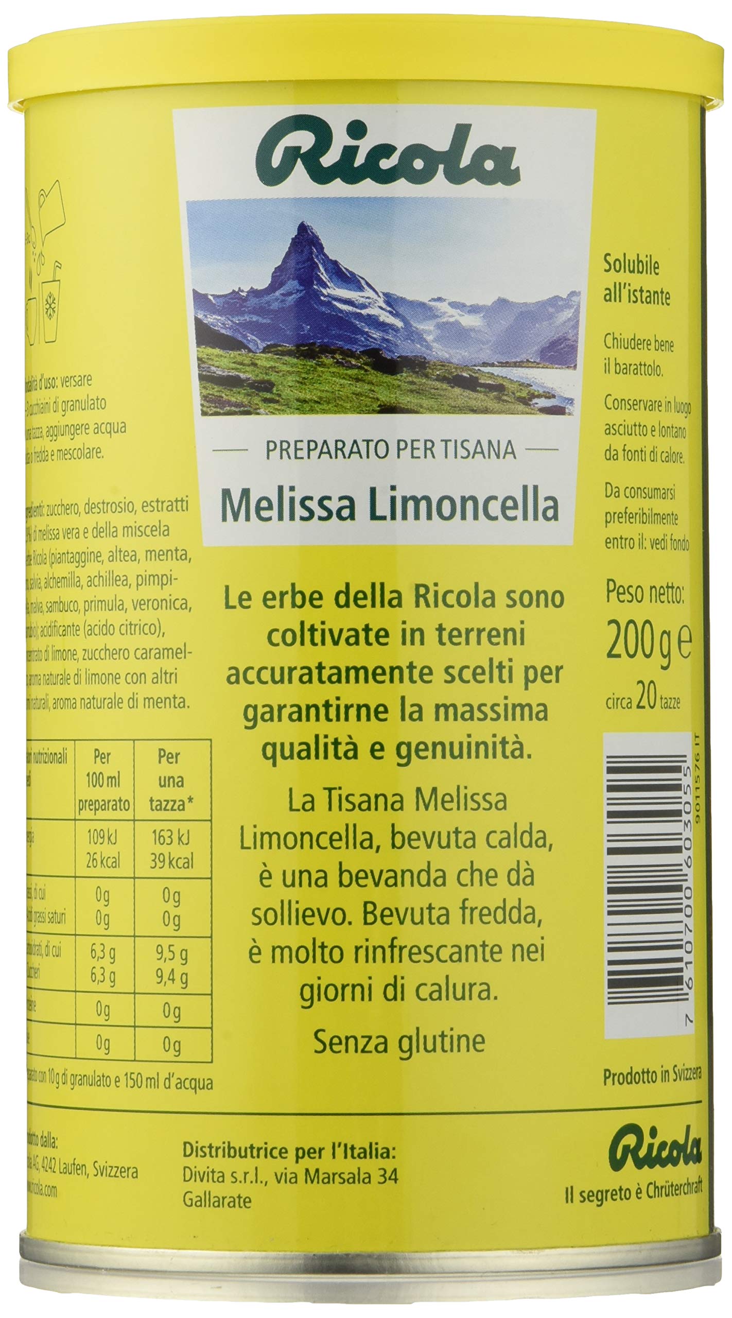 Ricola Tisana Melissa Limoncella - 6 Confezioni da 200 g