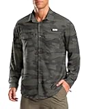 Men's Sun Protection Fishing Shirt Lightweight Long Sleeve UPF 50+ Hiking Shirt for Men Outdoor Travel with Pockets