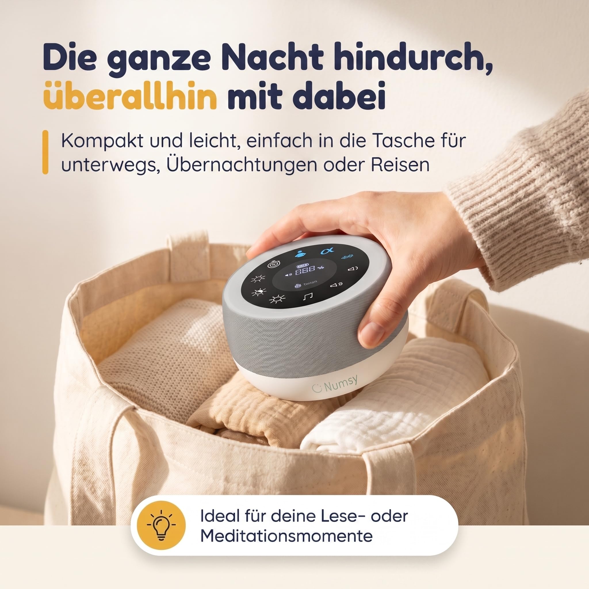 Numsy Touch White Noise Machine mit Nachtlicht - Einschlafhilfe Baby