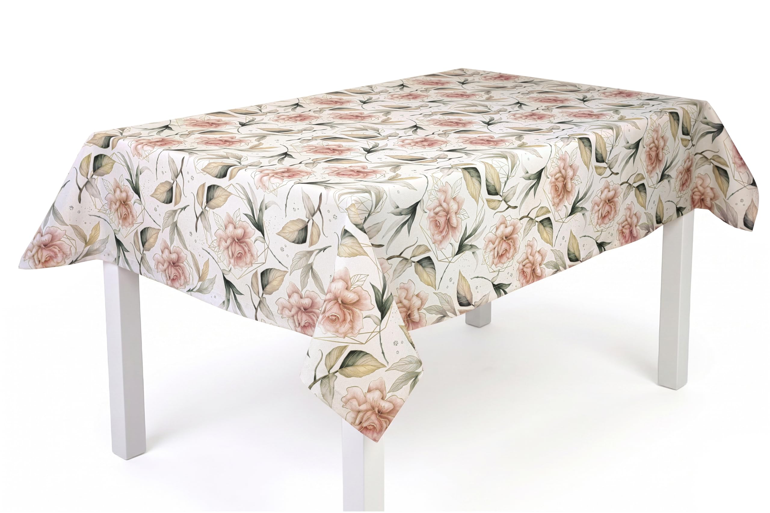 Tischdecke abwaschbar Blumen Rosen 140x220 cm Polyester 230g/m² eckig hell modern mit Fleckschutz Lotus-Effekt eleganter 3cm Briefeckensaum Saum viele Größen