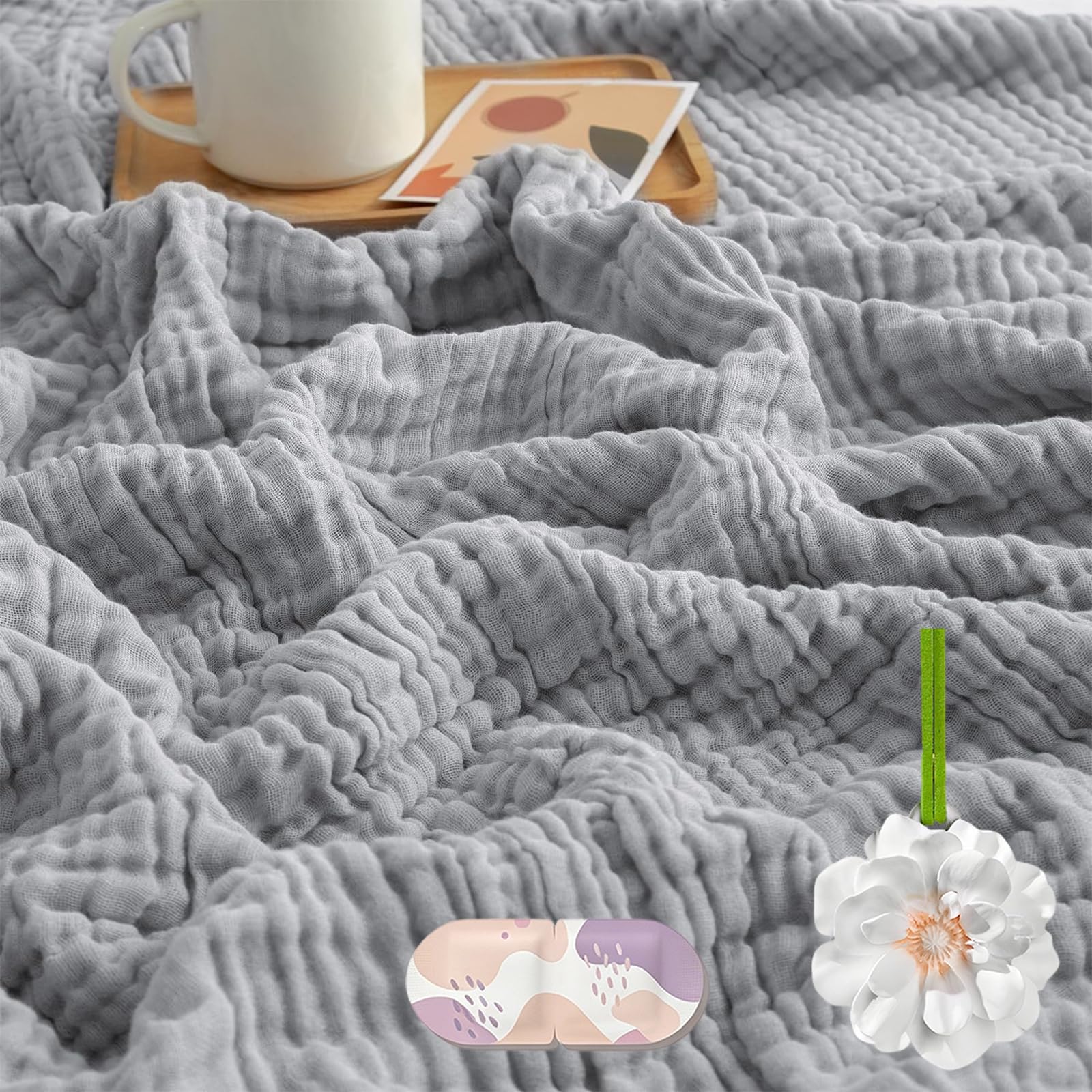 Jmwub 2026 New Soft Muslin Blanket, 100% Natural Cotton Cooling Blanket, 4-Layer Breathable and Lightweight Throws for Sofas Couch Decor, No Sweating on Hot Nights (1PC-D,150 * 200)