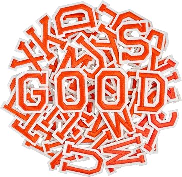52Pcs Iron on Letters Patches Embroidered Alphabets, 2 in, Orange