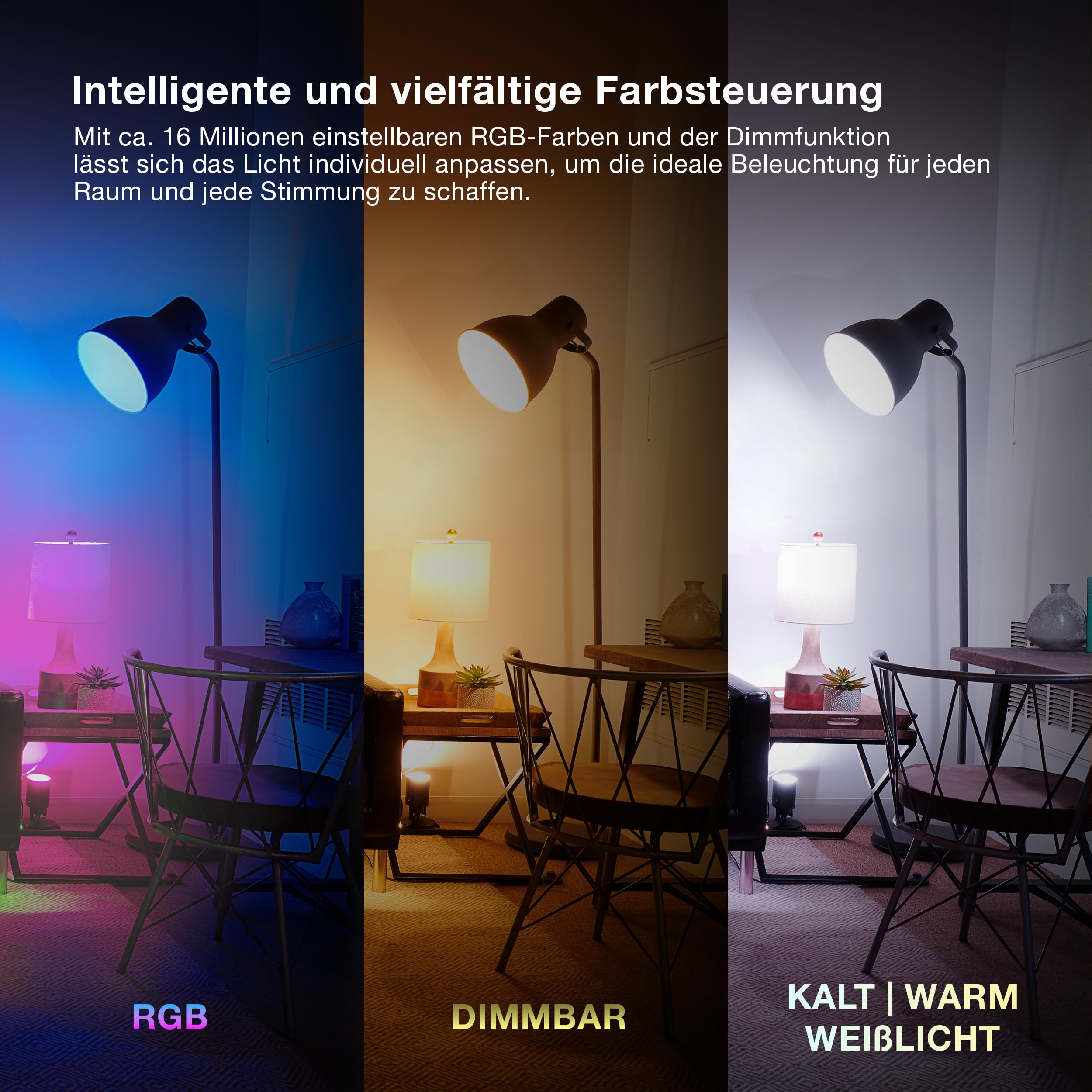Osram SMART+ RGBW, E27 LED-Lampe mit Matter over Wifi, speziell entwickelt für ALEXA - einfache Einrichtung per Klick, 60W-Ersatz, warmweiß bis kaltweiß(2700-6500K), 16 Mio RGB Farben, 4er-Pack
