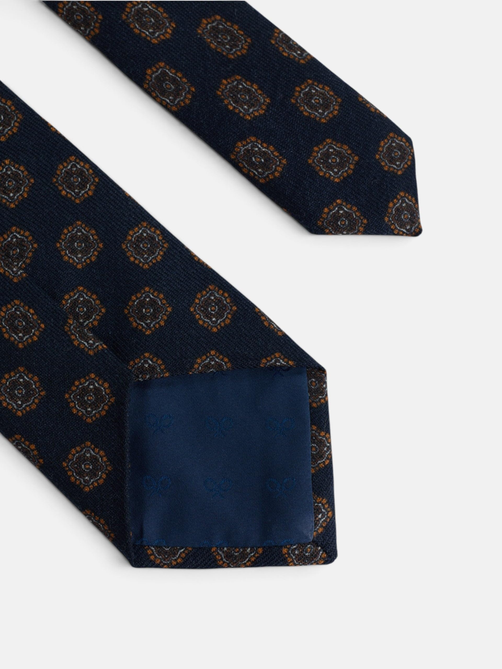SILBON Corbata Estampado Medallón Azul Marino para Hombre