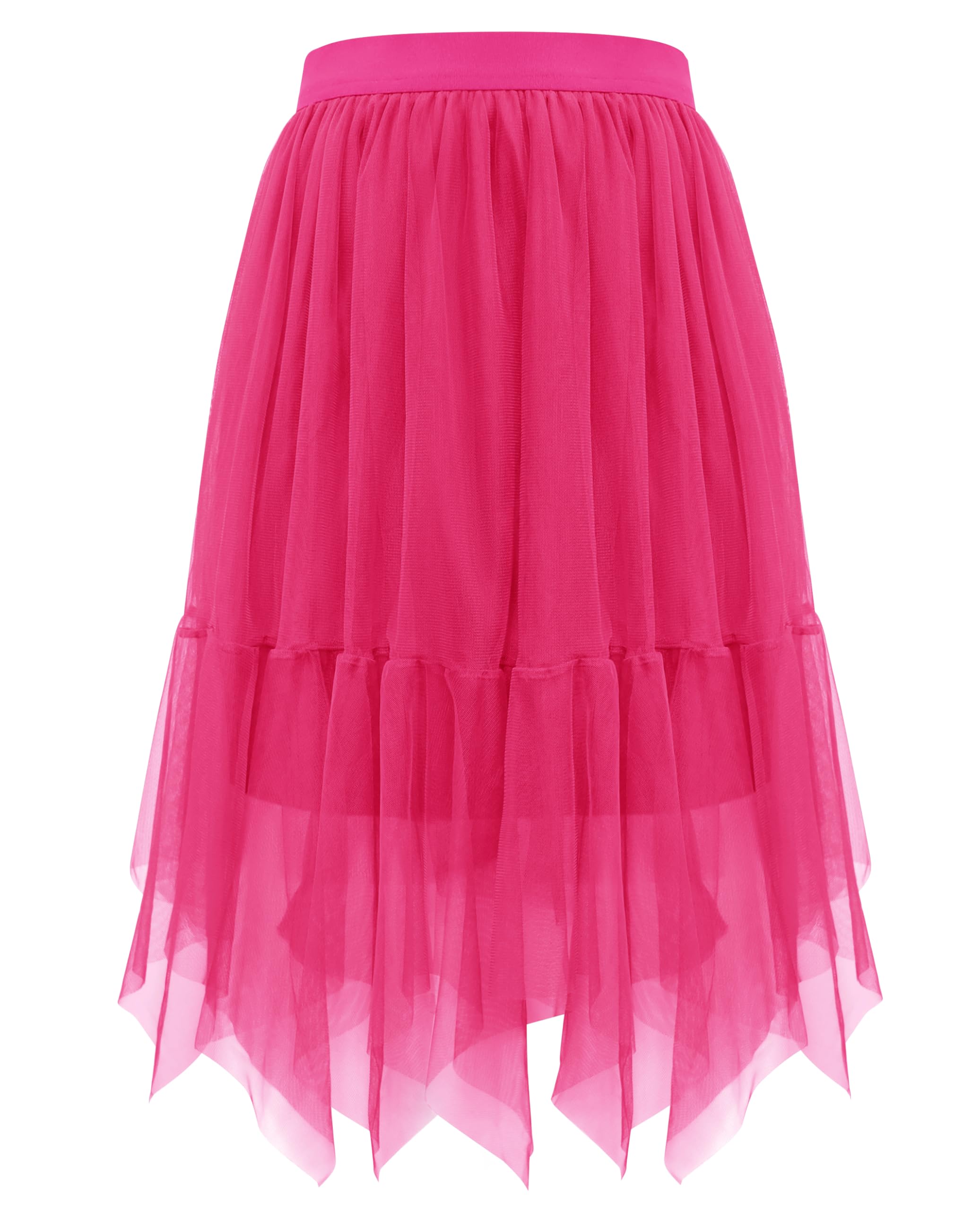 Wikoan Women's Tulle Skirt High Waist Layered Mesh Tulle Tutu A-line Party Midi Skirt,Rose Red,L/XL