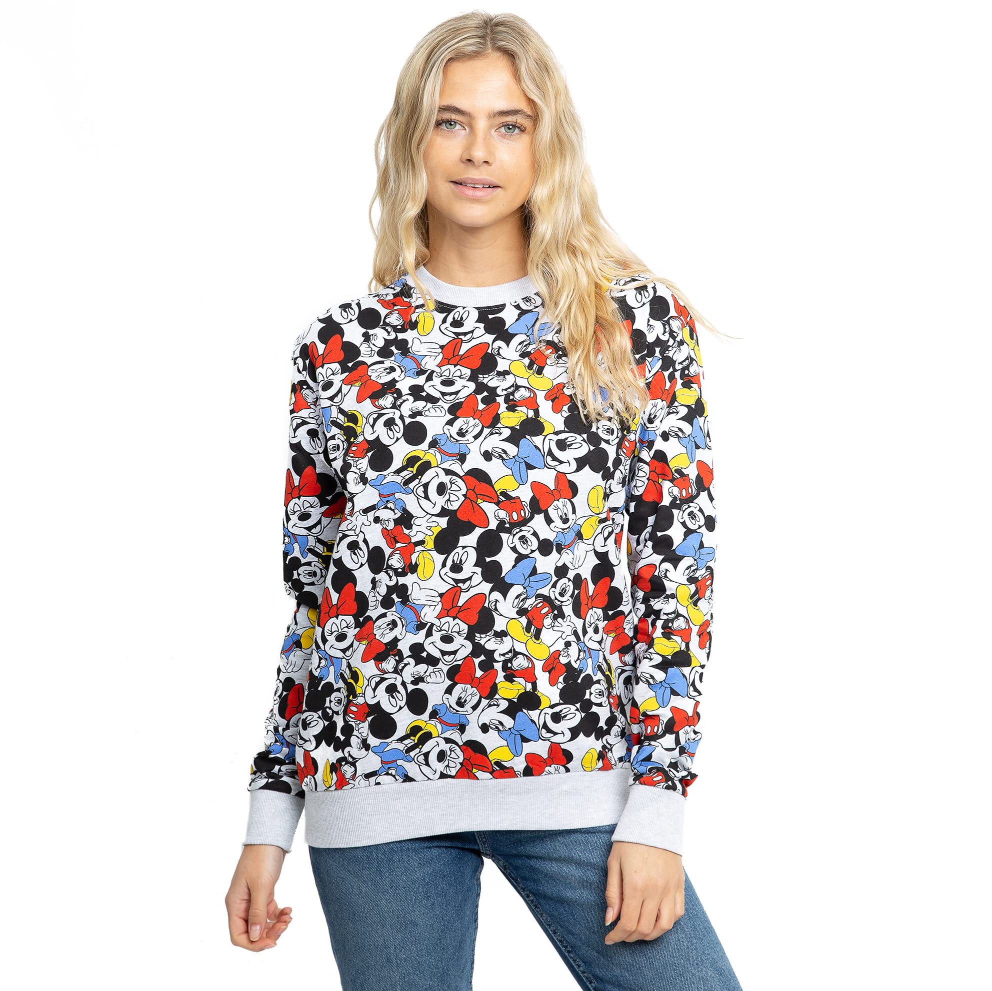 Cotton SoulMickey And Minnie Disney Fun Time Womens Crew Sweatshirt