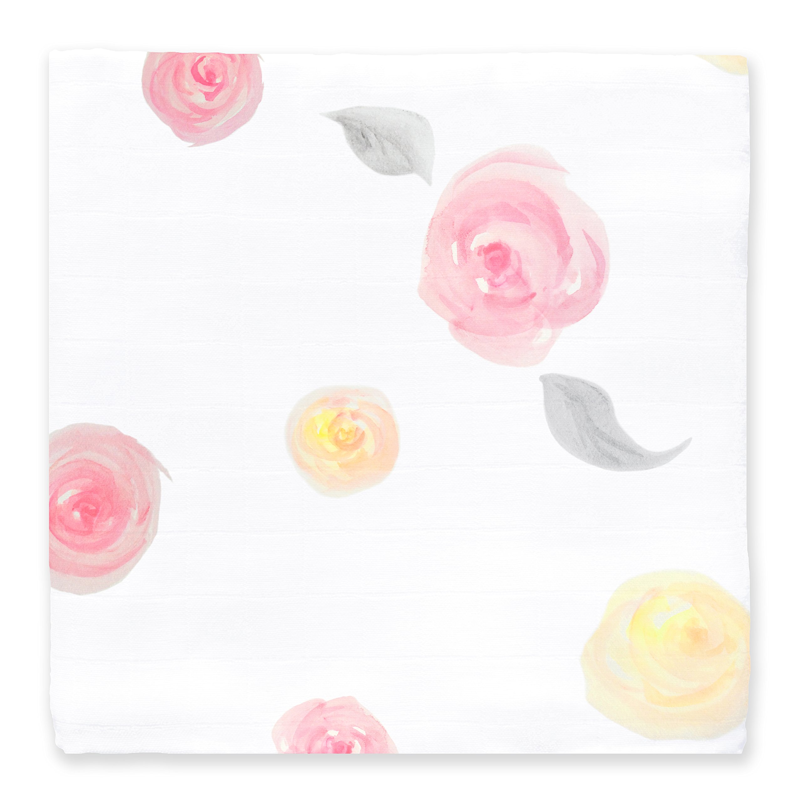 Amazing Baby von SwaddleDesigns, Tolles Pucktuch aus Baumwoll-Musselin, Wasserfarbenen Rosen, Rosa, 116 x 116 cm