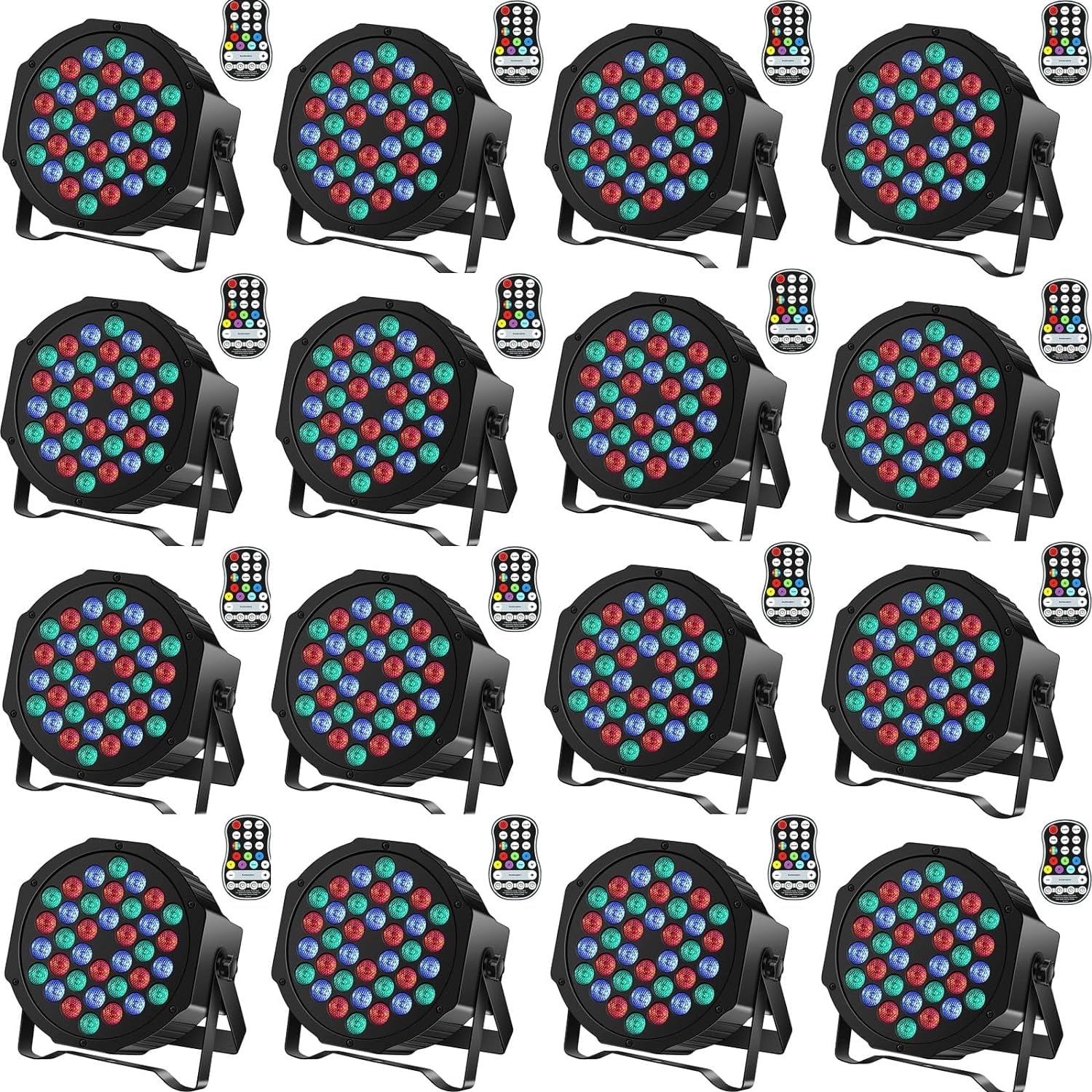 Rechargeable Par Lights 36W RGB Battery Powered, Wireless LED Par Lights DJ Uplights Sound Activated Remote Control for Wedding Events Club Party Church Stage Lighting (16 Pack)