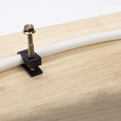 Miniatura 4 de THE CIMPLE CO Anclajes cónicos de plástico acanalado y clips de tornillo de cable negro para hormigón, estuco, ladrillo, paneles de yeso y