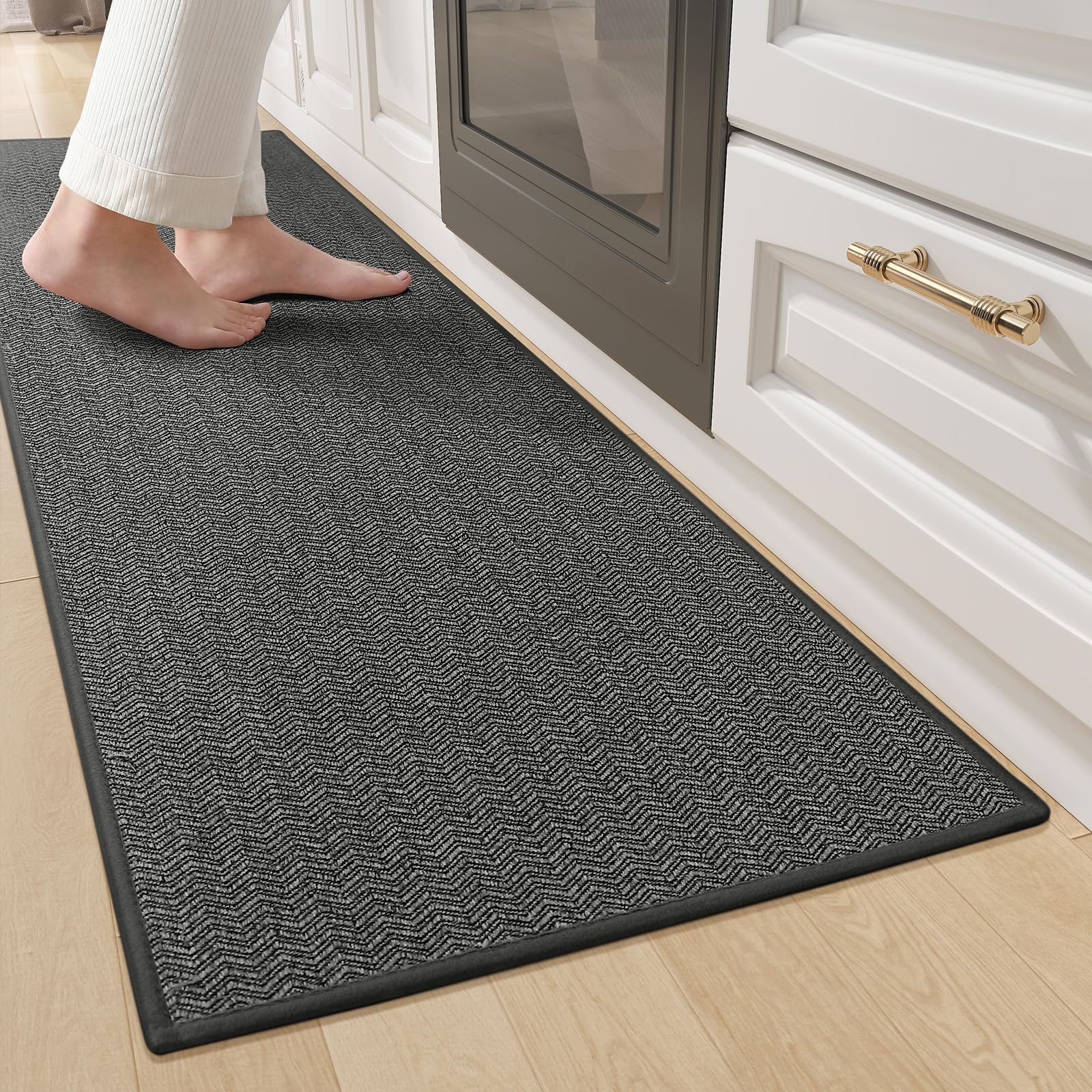 Color&Geometry Kitchen Rugs Kitchen Mats for Floor, 17"X59" Dark Gray Kitchen Rugs Non Slip Washable with Rubber Backing, Quick Dry, Low Pile, Easy Clean Kitchen Runner Rug Kitchen Sink Mat