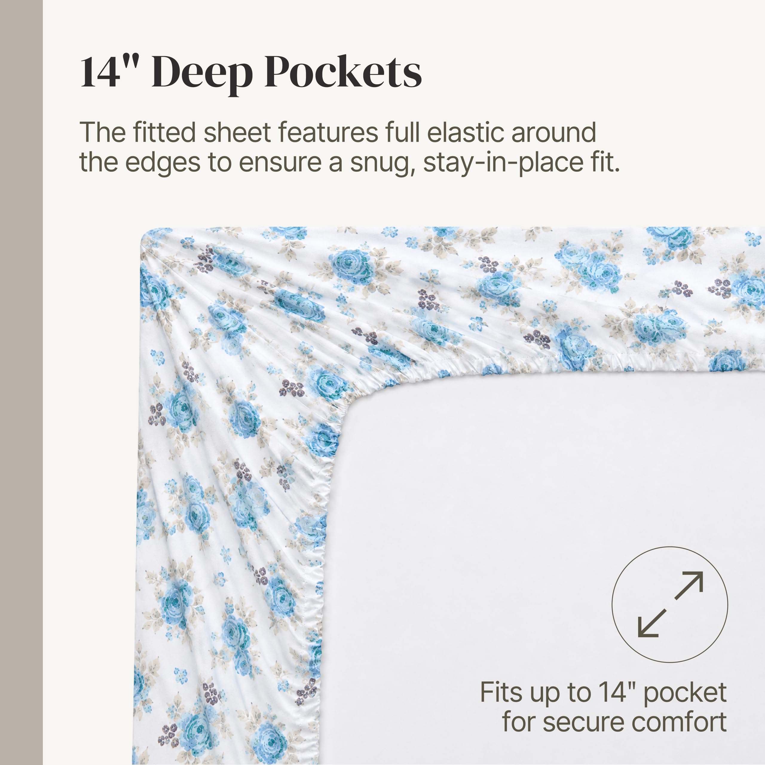 Modern Threads Lenzuola in morbida microfibra stampata – Lussuosa biancheria da letto in microfibra – Include lenzuolo piatto, lenzuolo con angoli con tasche profonde e federe Forever Roses King
