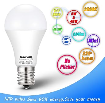 E17 Intermediate Base LED Bulbs 3000K Warm White 5 Watt(40W Equivalant)