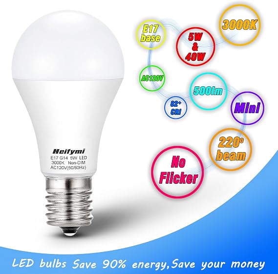 E17 Intermediate Base LED Bulbs 3000K Warm White 5 Watt(40W Equivalant)