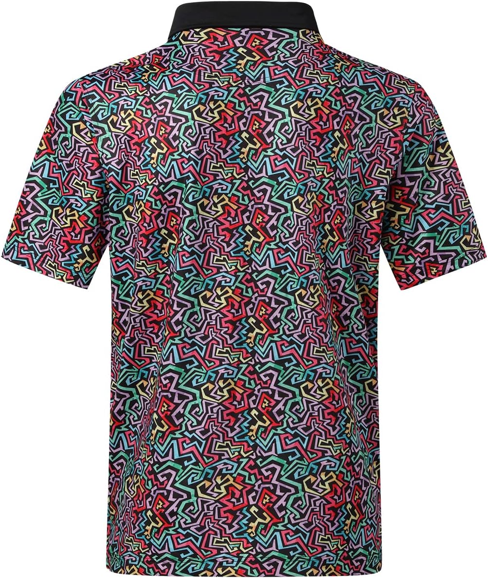 DEOLAX Mens Polo Shirts Fashion Print Mens Golf Shirt Dry Fit Mens Golf Polo Short Sleeve Quick Dry Funny Golf Shirt for Men image 5