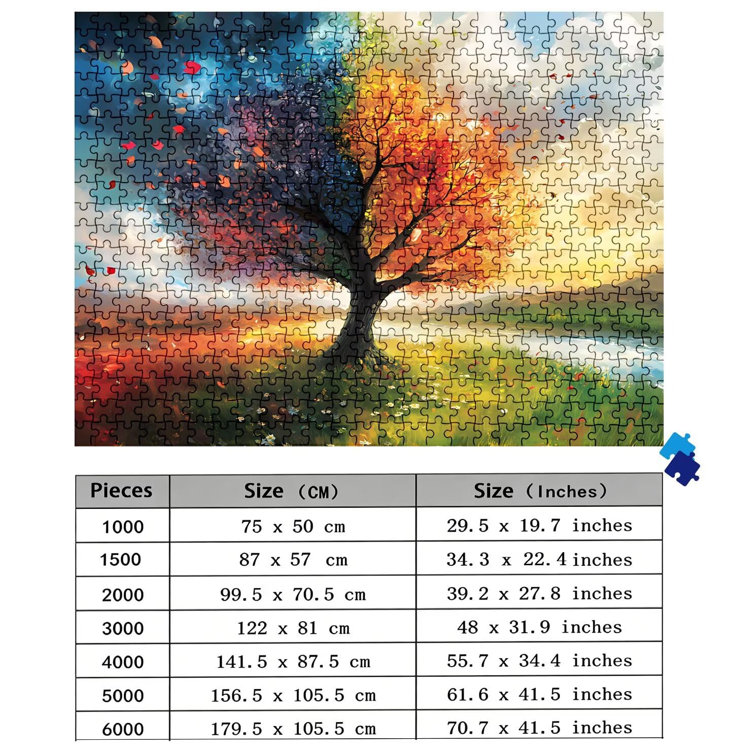 Puzzle 4000 elementów, drewniane puzzle dla dorosłych – Impossible Puzzle 141,5 x 87,5 cm, niffy myślenie i sport myślenia dla kobiet i mężczyzn, gra rodzinna, prezent dla kobiet, cztery pory roku