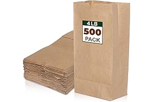Bulk Disposable 500 Pcs Brown Paper Lunch Bags with 4 Lbs Capacity