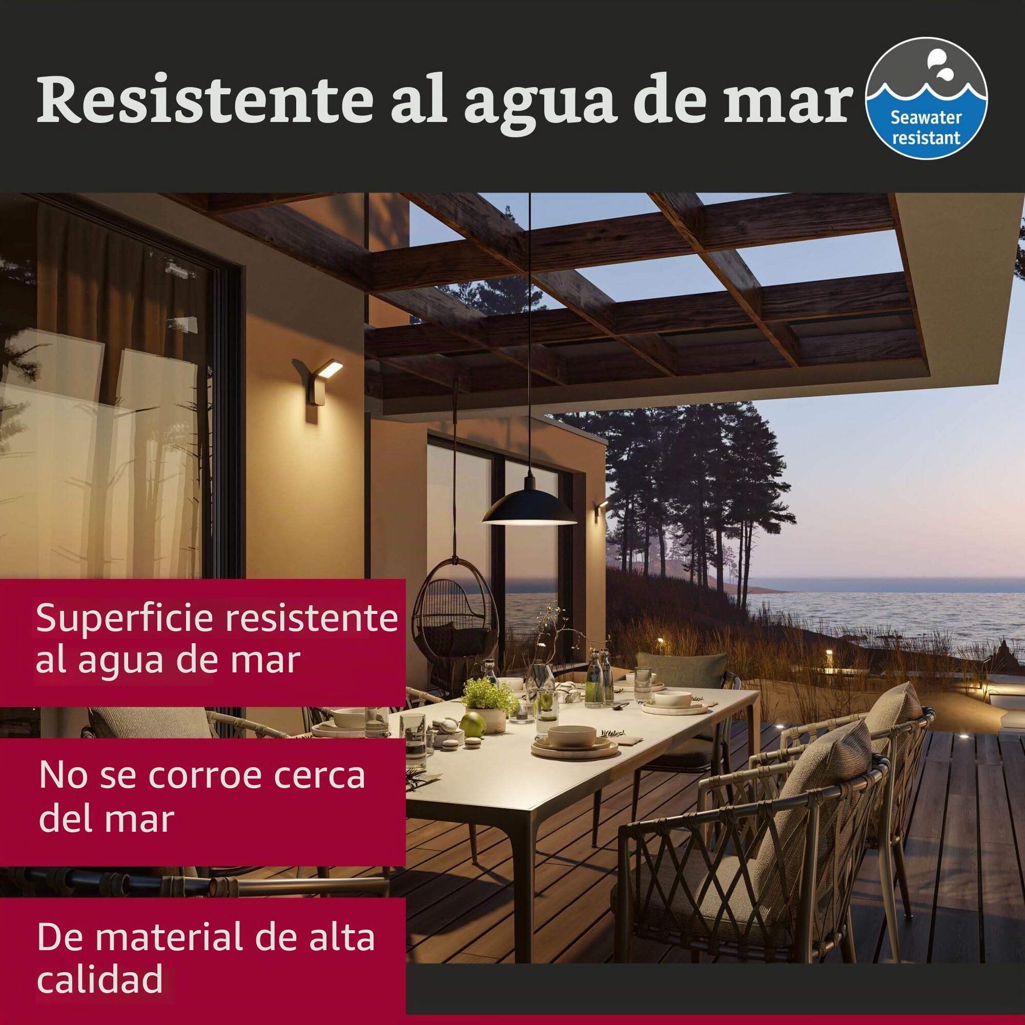 Paulmann 94746 Luminaria exterior LED baliza Kulma resistente al agua de mar IP44 500mm 3000K 7,5W 520lm 230V antracita, aluminio, blanco cálido