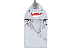 Hudson Baby Unisex Baby Cotton Animal Face Hooded Towel, Shark, One Size