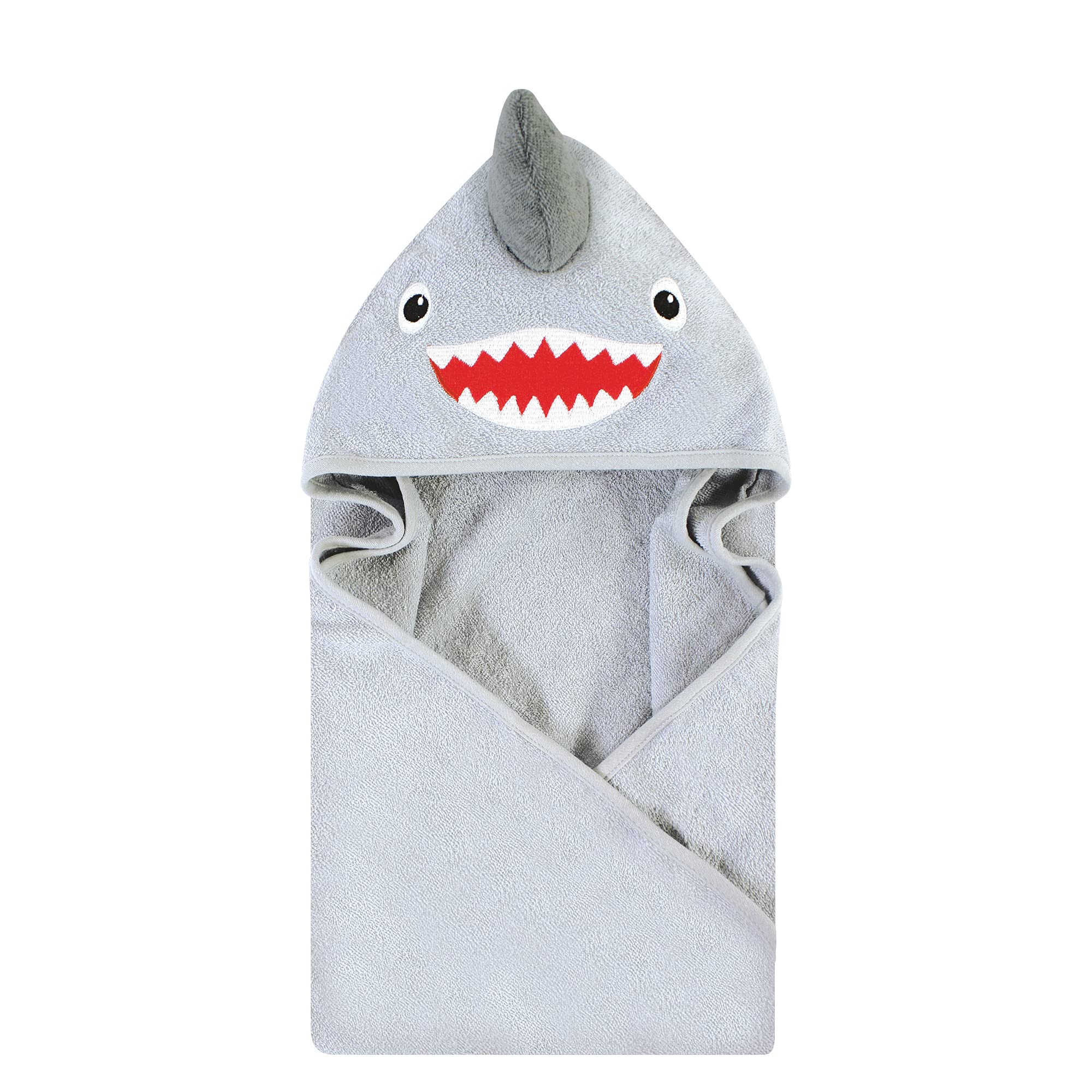 Hudson Baby Unisex Baby Cotton Animal Face Hooded Towel, Shark, One Size