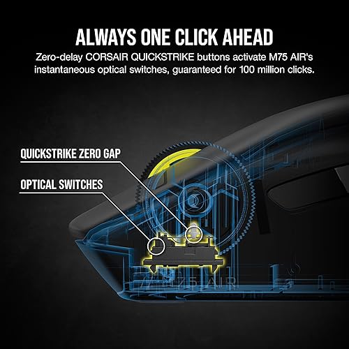 Miniatura 5 de Corsair M75 AIR Wireless Ultra Lightweight Gaming Mouse – 2.4GHz & Bluetooth – 26,000 DPI – Up to 100hrs Battery – iCUE Compatible – Black
