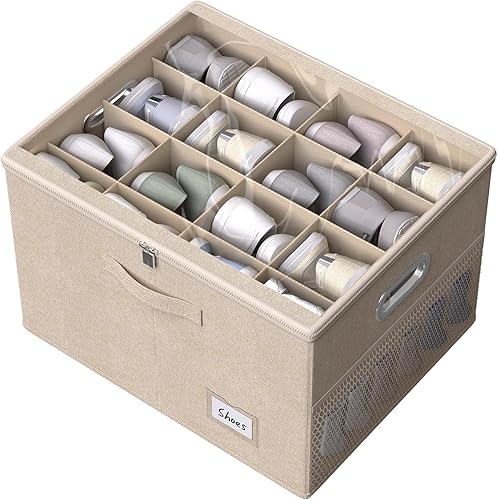 Organizador de zapatos para armario, contenedores de almacenamiento grandes con ventana transparente, contenedor de zapatos que ahorra espacio con