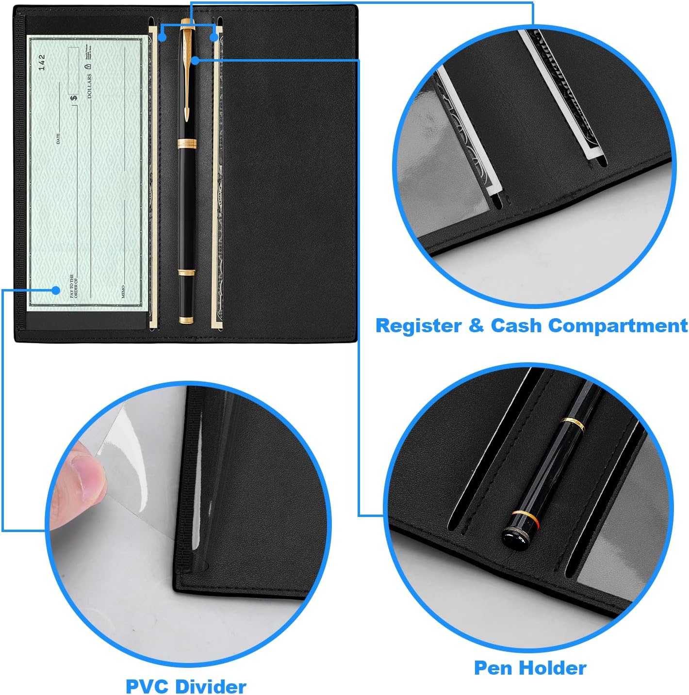 CASMONAL Premium Leather Checkbook Cover for Men and Women Checkbook Holder Wallet RFID Blocking